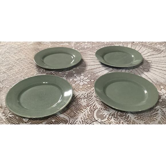 Set of 4 BIA Cordon Bleu Salad Plates Ancien Green Crackle Glaze - Picture 6 of 9